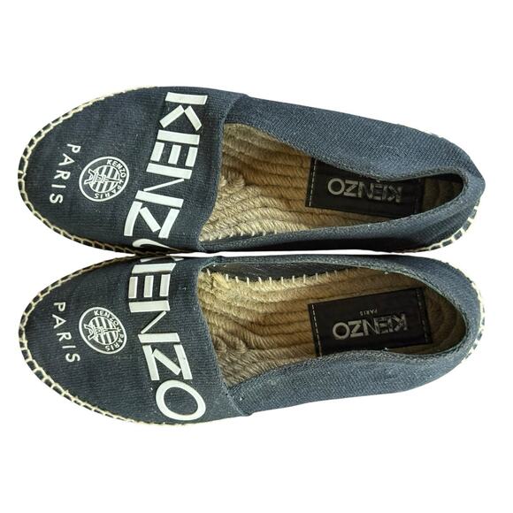 Kenzo Paris Black Canvas Logo Espadrilles Flats 37 EU 6.5 US Classic Summer - Picture 7 of 9